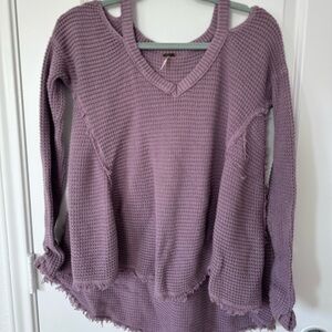 Free People V-Neck Waffle Knit Sweater